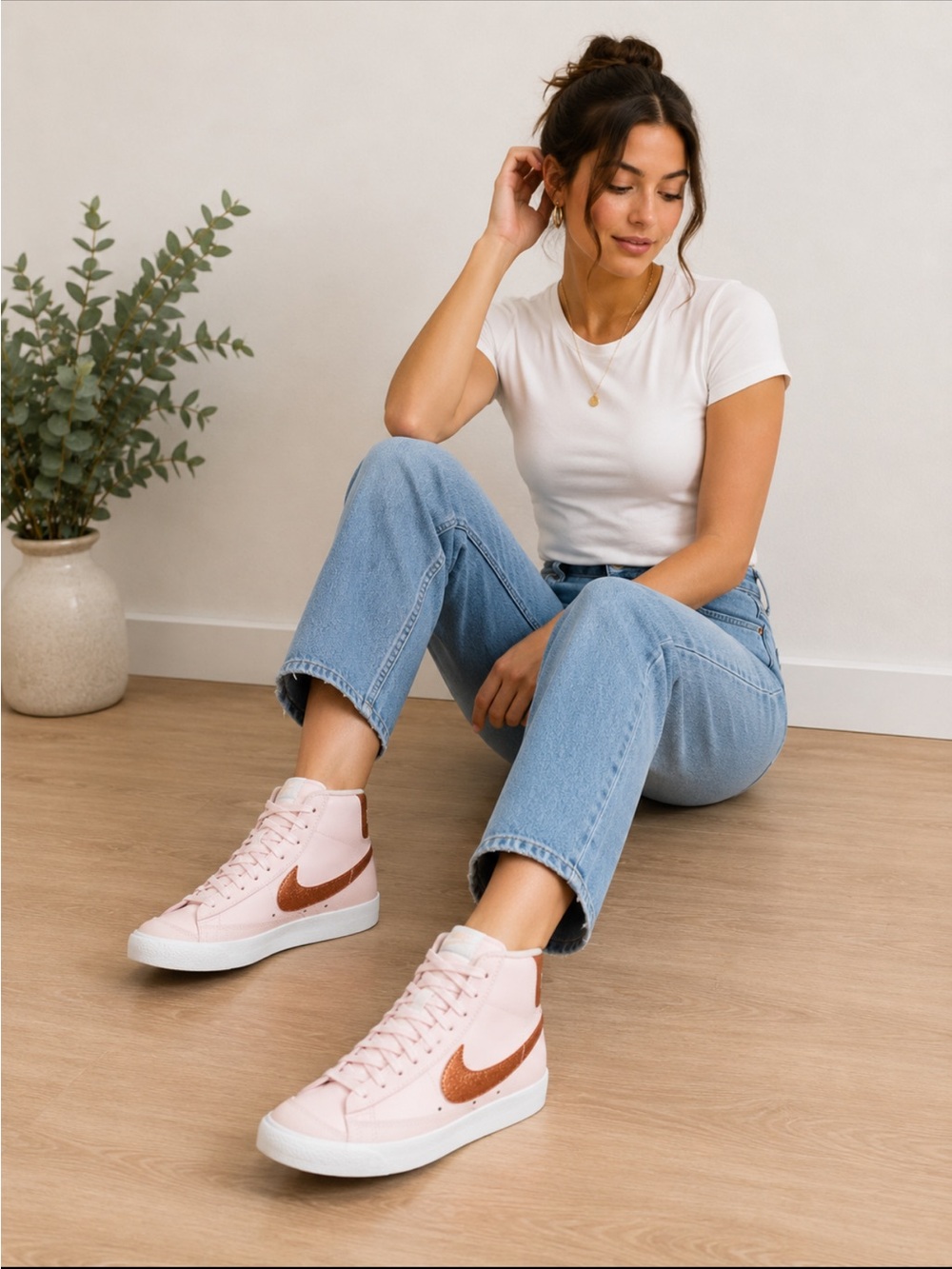 Nike Blazer Mid ‘77 Essential Light Pink Metallic Copper Leather Sneaker 6.5